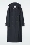 Cos Hooded Wool Duffle Coat In Blue