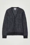 Cos Houndstooth Mohair-blend Cardigan In Black