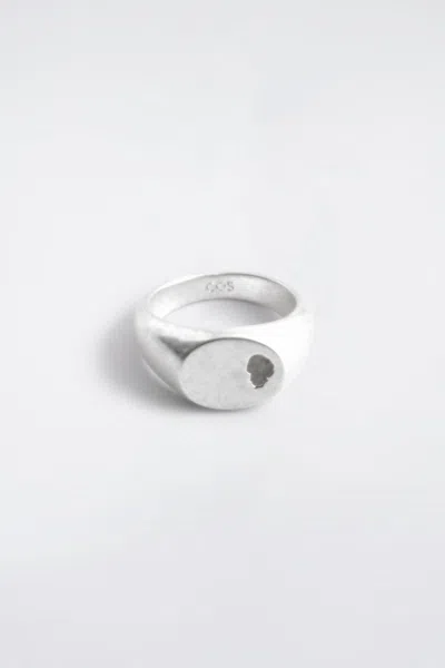 Cos Indented Signet Ring In Metallic