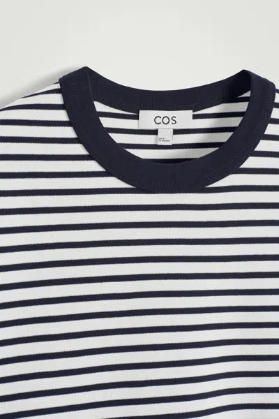 Cos T-shirt Girocollo In Cotone Interlock In Blu