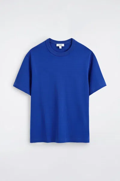 Cos Interlock Cotton Crew-neck T-shirt In Bright Blue