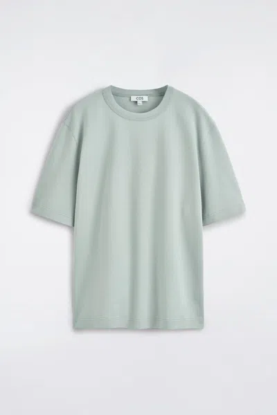 Cos Interlock Cotton Crew-neck T-shirt In Gray