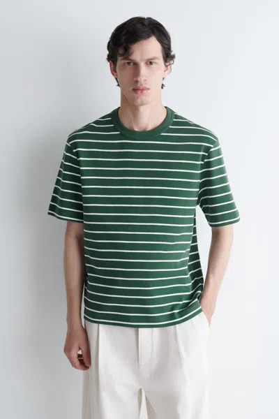 Cos Interlock Cotton Crew-neck T-shirt In Green