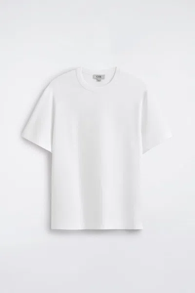 Cos Interlock Cotton Crew-neck T-shirt In White