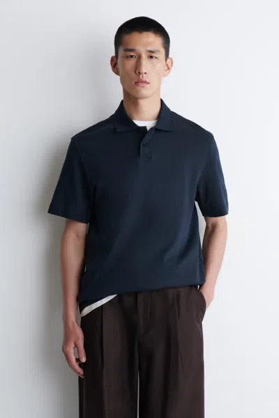 Cos Interlock Cotton Polo Shirt In Blue
