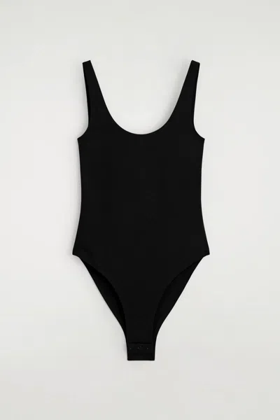 Cos Interlock Jersey Bodysuit In Black