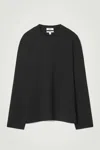 Cos Interlock Jersey Long-sleeved T-shirt In Black