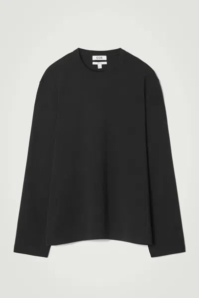 Cos Interlock Jersey Long-sleeved T-shirt In Black
