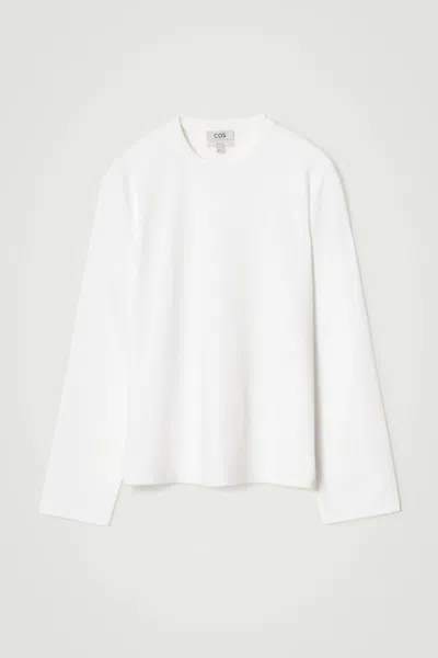Cos Interlock Jersey Long-sleeved T-shirt In White
