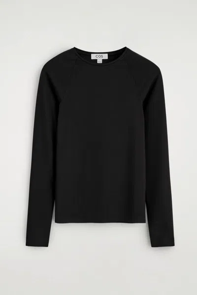 Cos Interlock Jersey Long-sleeved Top In Black