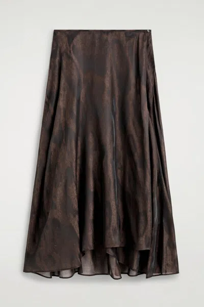 Cos Jacquard Handkerchief Midi Skirt In Brown