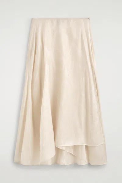 Cos Jacquard Handkerchief Midi Skirt In White