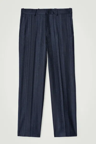Cos Jacquard Straight-leg Trousers In Blue