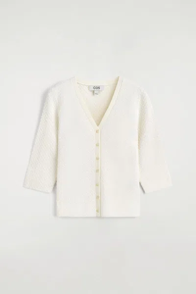 Cos Jacquard-knit Cardigan In White