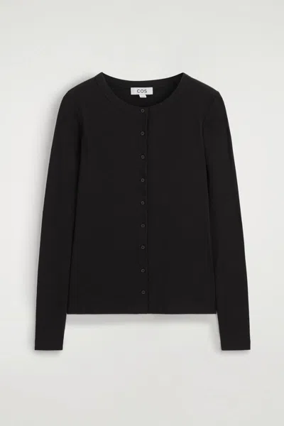Cos Jersey Cardigan Top In Black