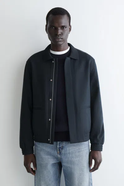 Cos Jersey Harrington Jacket In Blue