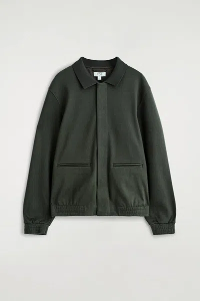 Cos Jersey Harrington Jacket In Green