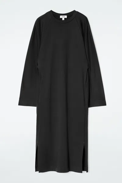 Cos Jersey Midi Column Dress In Black