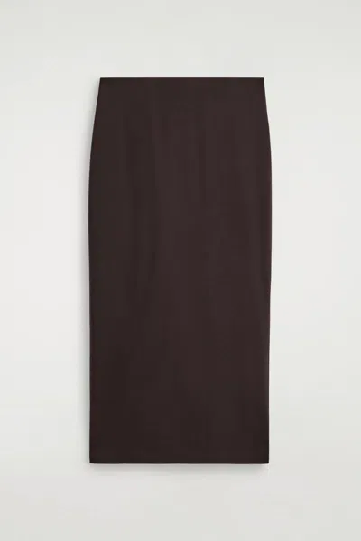 Cos Jersey Midi Pencil Skirt In Brown