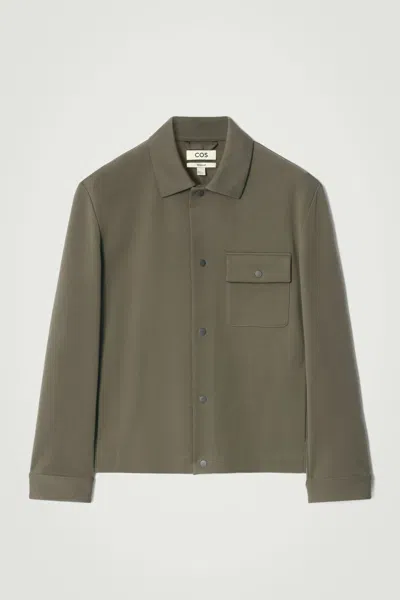 Cos Jersey-twill Shirt Jacket In Green