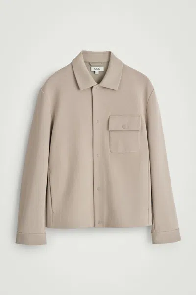 Cos Jersey-twill Shirt Jacket In Beige In Sand
