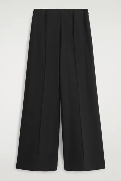 Cos Jersey Wide-leg Pants In Black