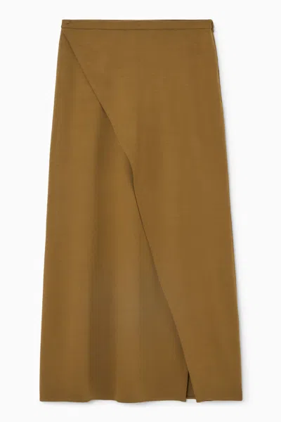 Cos Jersey Wrap Midi Skirt In Yellow