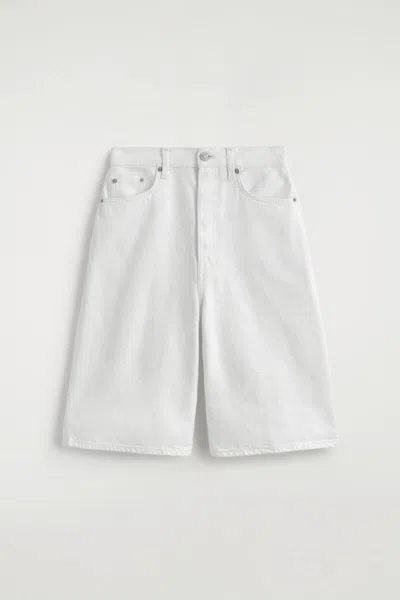 Cos Knee-length Denim Shorts In White