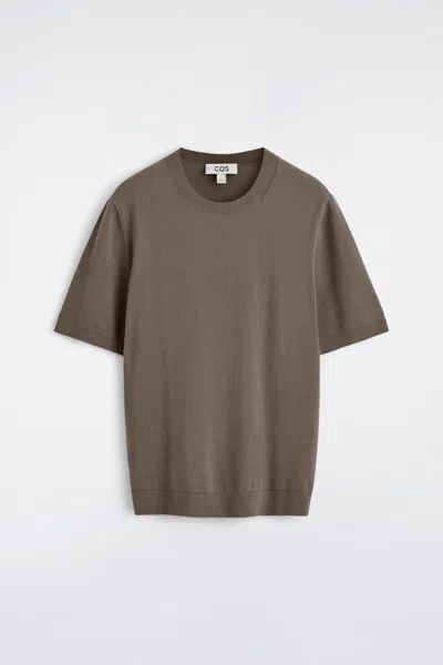 Cos T-shirt En Maille De Coton In Beige In Sand