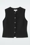 Cos Knitted Cotton Waistcoat In Black
