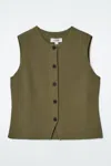 Cos Knitted Cotton Waistcoat In Green