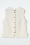 Cos Knitted Cotton Waistcoat In White