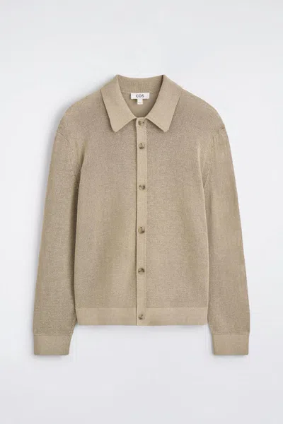 Cos Knitted Cotton-paper Shirt In Beige In Nude