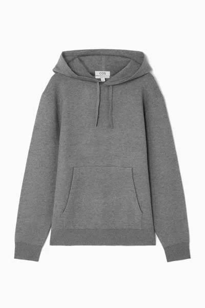 Cos Relaxed-fit Knitted Hoodie In Grey