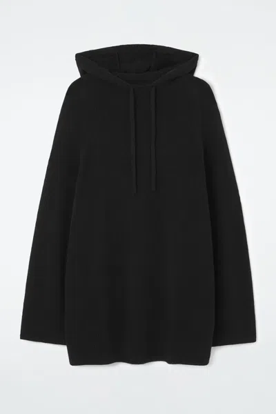 Cos Knitted Linen-blend Hoodie In Black