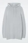 Cos Knitted Linen-blend Hoodie In Turquoise