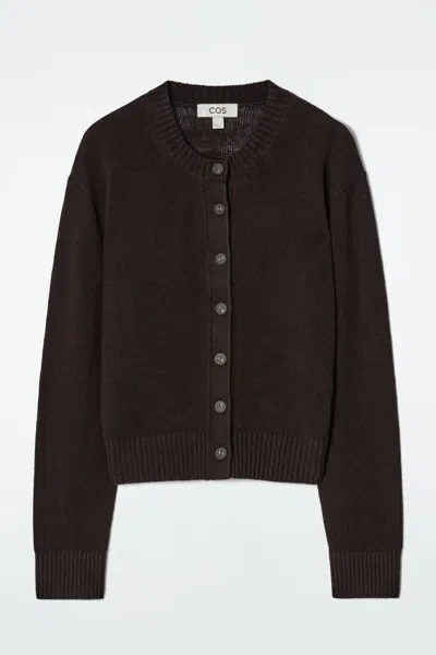 Cos Knitted Linen Cardigan In Brown
