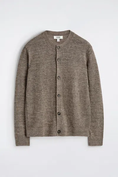 Cos Knitted Linen Cardigan In Beige In Sand