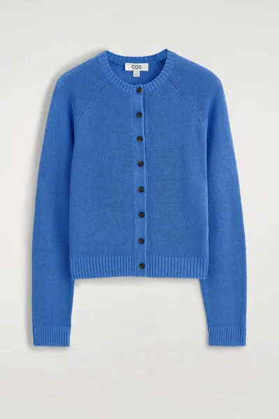 Cos Knitted Linen Cardigan In Blue
