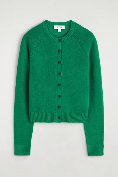 Cos Knitted Linen Cardigan In Green
