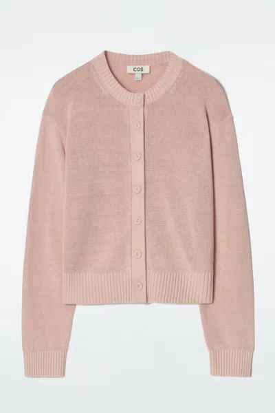 Cos Knitted Linen Cardigan In Orange