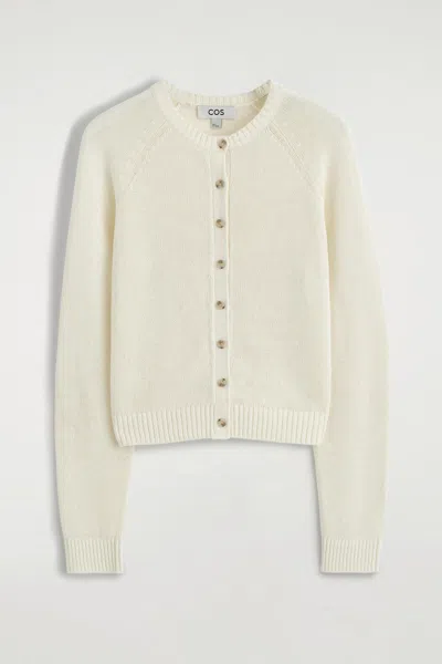 Cos Knitted Linen Cardigan In White