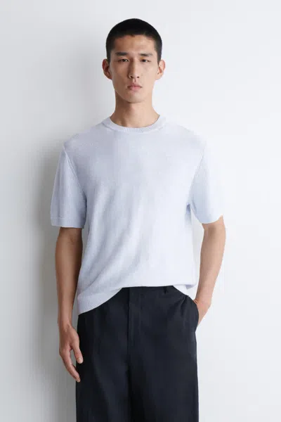 Cos Knitted Linen-cotton T-shirt In Blue
