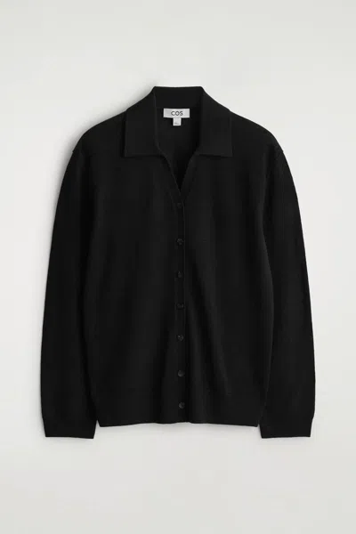 Cos Chemise En Maille De Lin Et Mérinos In Black
