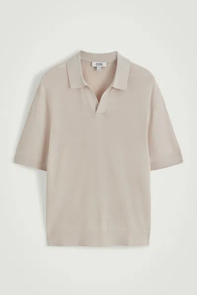 Cos Knitted Linen Polo Shirt