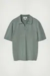 Cos Knitted Linen Polo Shirt In Green