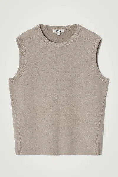 Cos Knitted Linen Tank Top In Beige