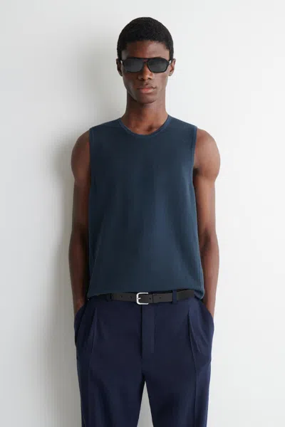 Cos Knitted Linen Tank Top In Blue