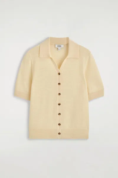 Cos Knitted Linen-merino Short-sleeved Shirt In Yellow