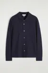 Cos Knitted Merino Wool Shirt In Navy In Blue